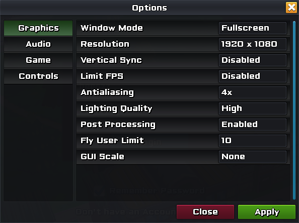 PokeOne Graphics Settings